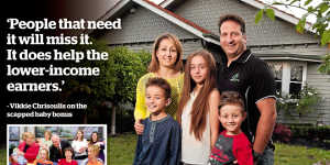 Vikkie and Peter Chrisoulis with their children Kathryn,11,James,nine,and Julian,six,at their home in Newport.