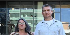 Fiona Walker,left,the sister of Vanessa Hoson,with her husband Chris Walker outside court on Thursday.