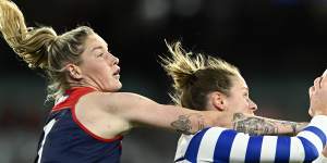 The Demons and Kangaroos will clash in an AFLW preliminary final on Saturday.