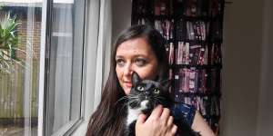 Katrina Hitchcock has a pet cat,Zeus,which made it more difficult to find a rental home.