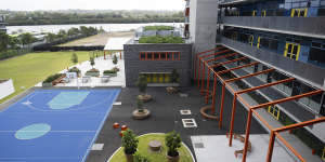 The new Wentworth Point High School on the banks of the Parramatta River.