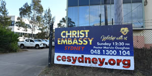 Christ Embassy Sydney church in Blacktown,where the sermon was held on Sunday. 