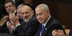 Newly sworn in Israeli Prime Minister Benjamin Netanyahu attends a cabinet meeting in Jerusalem.