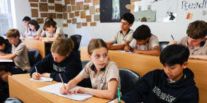 Year 6 students in class at Reddam House in Bondi.