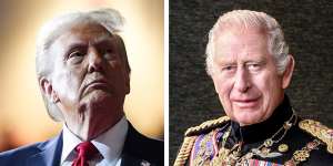 US President Donald Trump,left,and King Charles.