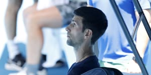 Novak Djokovic during practice.