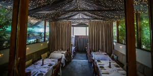 Rubicon restaurant's twinkling fairy light ceiling.