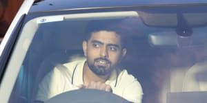 Babar Azam leaves Gaddafi Stadium in Lahore after meeting with the chairman of the Pakistan Cricket Board last month.
