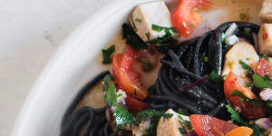 The Blue Ducks'dramatic black pasta dish is flavour-packed.