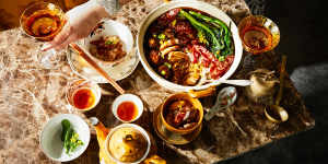 Rosheen Kaul's claypot rice with chicken and choy sum.