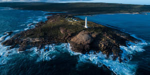 The lighthouse at Cape Leeuwin,the most south-western point of the Australian continent.