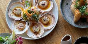 Baked scallops on the menu at Taxi Kitchen. 