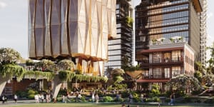 Proposed $1.2 billion Station Square development for Stanley Street in Woolloongabba,proposes a Stanley Street walkover and a revitalised Chalk Hotel.