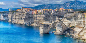 The town of Bonifacio on Corsica,France.