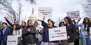 Devotees of TikTok show their support for the platform outside the Capitol in Washington.