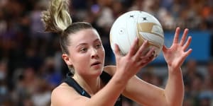 Sophie Dwyer,pictured during the 2021 Super Netball grand final,is one of six Giants players ruled out of Sunday’s match against the Thunderbirds.