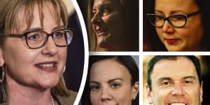 Jacinta Allan (main image) and (clockwise from top left) Sonya Kilkenny,Hariet Shing,Colin Brooks and Lizzie Blandthorn lead the list of Labor MP’s vying for a promotion in the reshuffle this weekend.