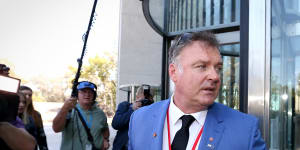 Former senator Rod Culleton at the High Court of Australia during the 2016 hearing that led to his disqualification.