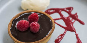 Chocolate tart at Petit Tractuer Bistro.