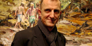 Nicholas Harding at his exhibition at Rex Irwin gallery,2010.