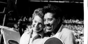 Britain’s Angela Buxton (left) and America’s Althea Gibson defeated Australia’s Fay Muller and Daphne Seeney in the women’s doubles final at Wimbledon July 8,1956.