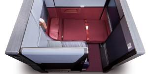 Business class on JAL’s Airbus A350 also features a suites-style arrangement,with 54 seats enhanced by the new feature of privacy doors.