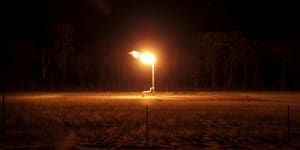 A Santos gas flare burns off unwanted gasses.
