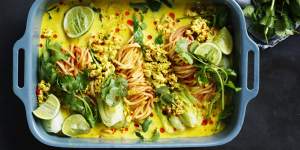 Adam Liaw's quick chicken and coconut noodles.