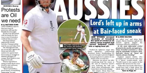 Front page of the Star Sport after the Ashes Jonny Bairstow stumping controversy at Lord’s.