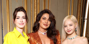 Anne Hathaway,Priyanka Chopra Jonas and Lisa aka Lalisa Manoban attend the Bulgari Eden of Wonders exhibition at the Italian Embassy in Paris.