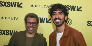 Jordan Peele (left) and Dev Patel,at the world premiere of Monkey Man during the South by Southwest festival in March.