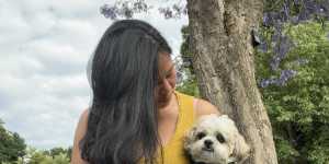 Maida Pineda enjoys a moment in the park with Spark.