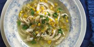 Swap noodles for quinoa in this chicken and corn soup.
