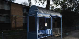 The bus stop where a woman tried to kidnap a nine-year-old girl from her grandmother.