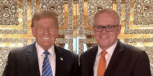 Donald Trump and Scott Morrison at Trump Tower in Manhattan last week.