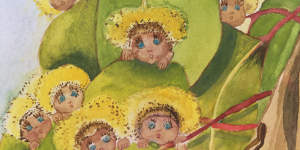 A painting by May Gibbs of the Gumnut Babies,the characters which became the focus of her popular children's books. 