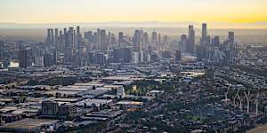 A generic view of Melbourne and its suburbs.