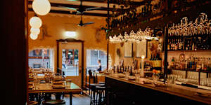 The downstairs dining room and bar. 