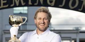 Celebrity chef Curtis Stone with the 2023 Lexus Melbourne Cup. 