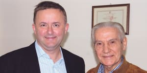 Anthony Albanese with his father,Carlo Albanese,in Barletta,Italy.