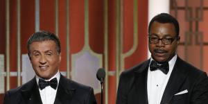 Sylvester Stallone,left,and Carl Weathers appeared together at the 74th Annual Golden Globe Awards in 2017.