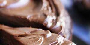 Dan Lepard's chocolate-date layer cake with peanut butter and chocolate ganache.