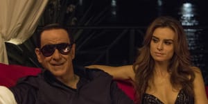 Extended party sequences have caused controversy in Italy:Giovanni Esposito,Toni Servillo and Kasia Smutniak in Loro.