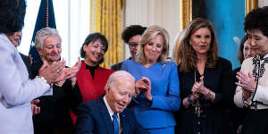 President Biden signs an executive order to strengthen and prioritise funding for women’s health across federal agencies on Monday.