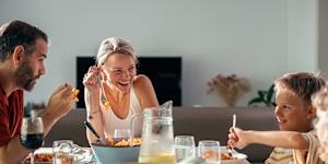 Family dinners are a good time to check in on goals.