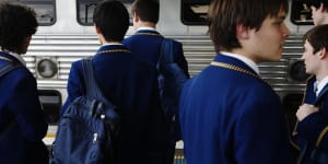 Students from St Aloysius College,which is planning an $80 million redevelopment. 