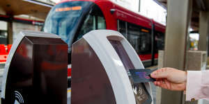 Passengers will tap their MyWay cards as they get on and off the tram.