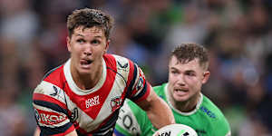Hugo Savala in action for the Roosters