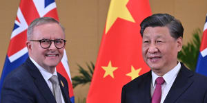 Prime Minister Anthony Albanese,who will meet the Chinese president in coming days,with Xi Jinping at the G20 summit in Bali last year. 