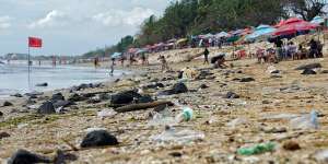 Rubbish washes up on Bali’s western beaches between September to March every year.